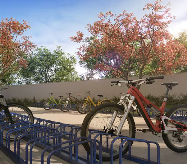 Imagem do bicicletário do empreendimento.